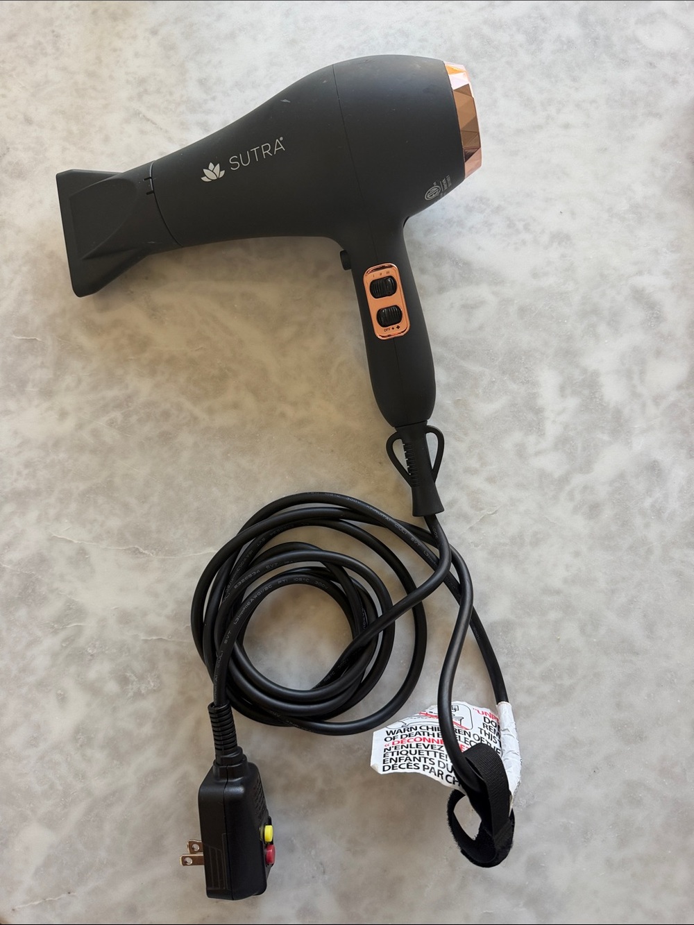 Sutra Black & Rose Gold Professional Hair Dryer